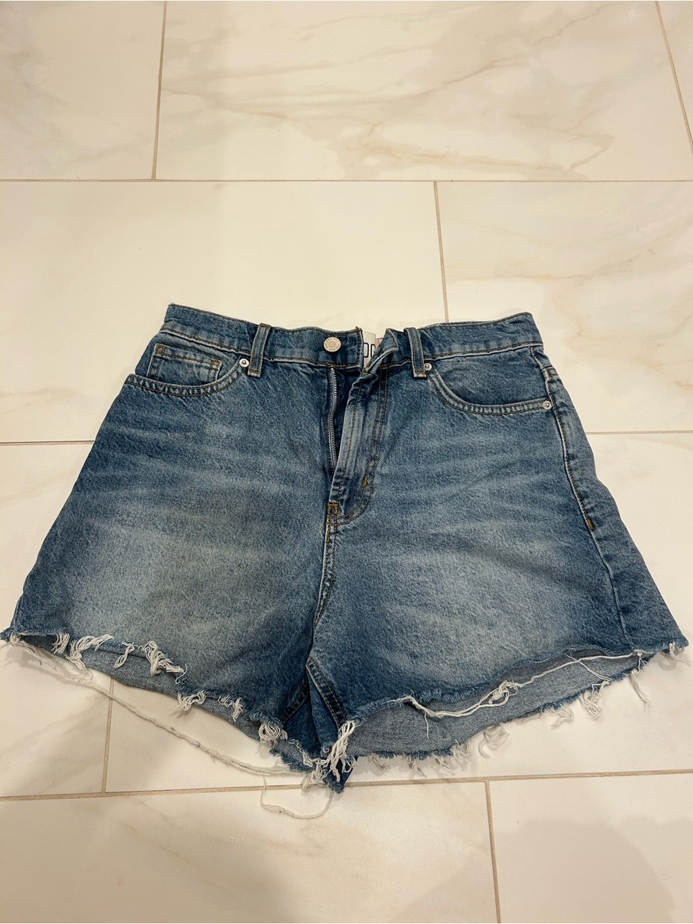 BDG Distressed High-Rise Denim Cutoff Shorts - Medium Blue